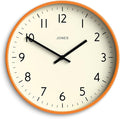 JONES CLOCKS® Studio wall Clock | Modern Round Style | 12 inch | Orange | Easy by JONESCLOCKS