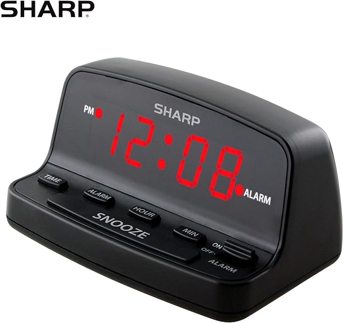Sharp Digital Alarm Clock with Keyboard Style Controls, Battery Back-up - Image 2