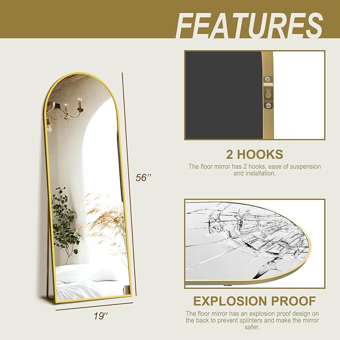 Delma Full Length Mirror, Large Floor Mirror - Image 7