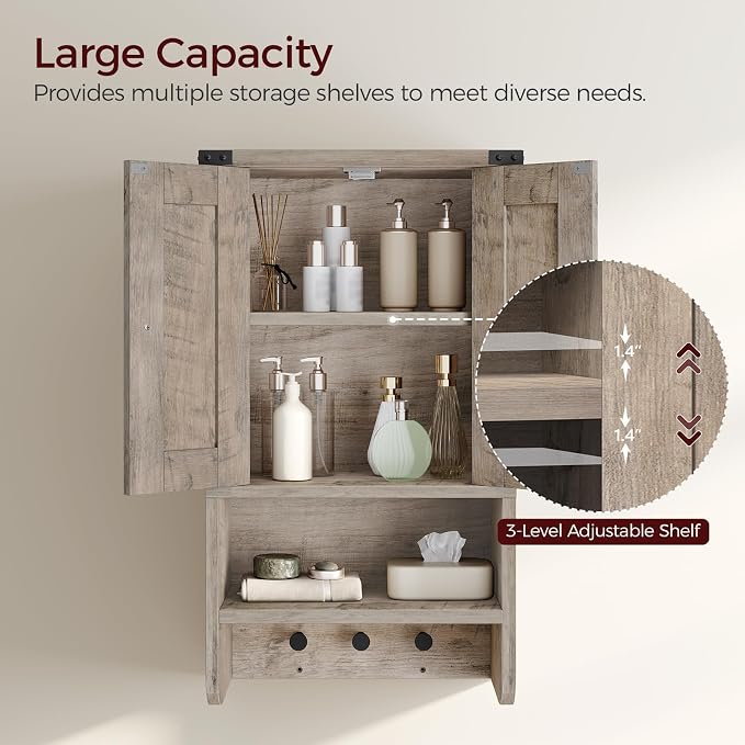 MAHANCRIS Bathroom Wall Cabinet, Farmhouse Medicine Cabinet - Image 4