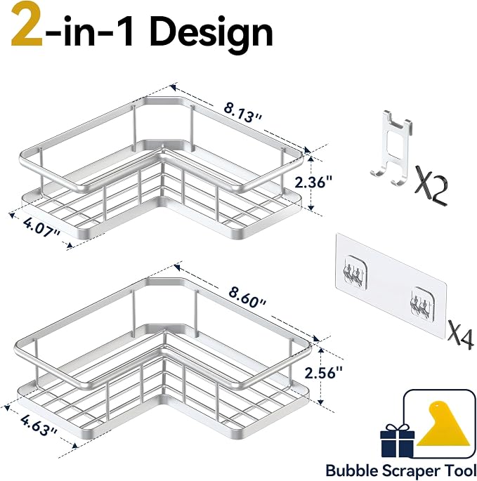 YASONIC Shower Caddy Corner, No Drilling Shower Organizer Corner - Image 2