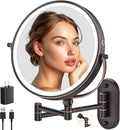 IMIKONA 9" Wall Mounted Lighted Makeup Mirror, 4000mAh Rechargeable Double by IMIKONA