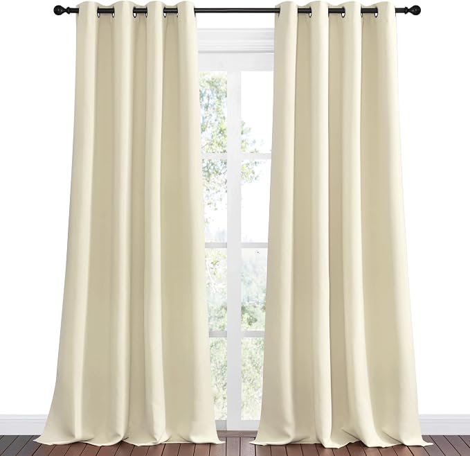 NICETOWN Beige Room Darkening Curtains 108" Long - Image 2