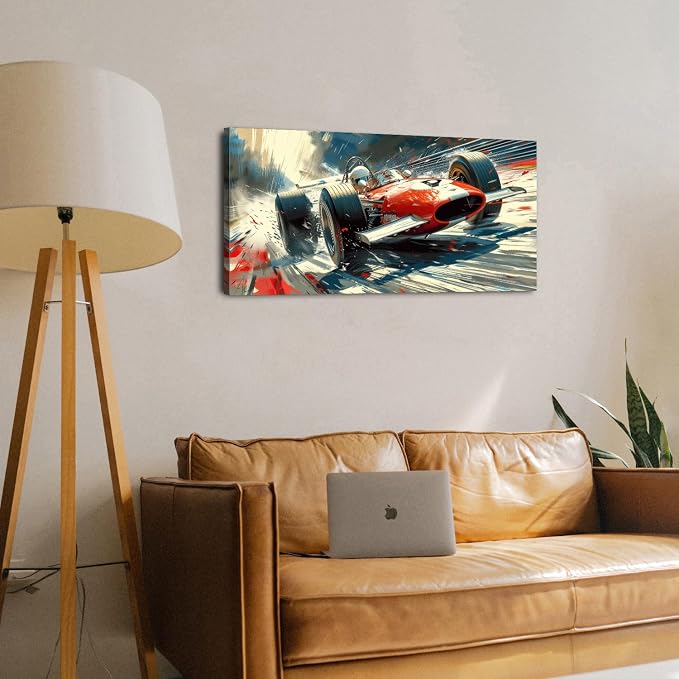 Large Abstract Car Posters F1 Wall Art Vintage Formula 1 Racing Canvas Prints - Image 6