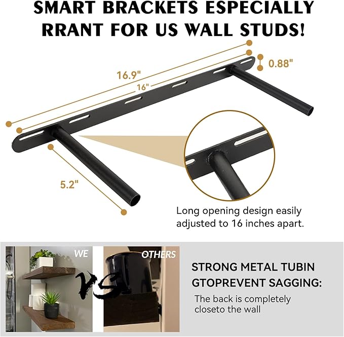 BGMG Wood Floating Shelves for Wall 24 inch Set of 2, Rustic Wooden Wall Mount - Image 3