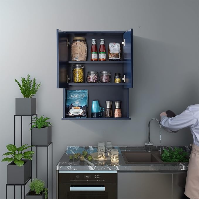 VANIRROR Navy Blue Bathroom Cabinet Wall Mounted - Image 2