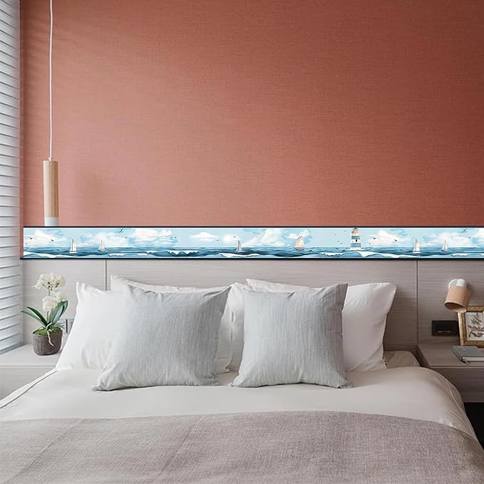 HOMETITUTE Wallpaper Border Peel and Stick Nautical Wall Trim Self Adhesive - Image 4