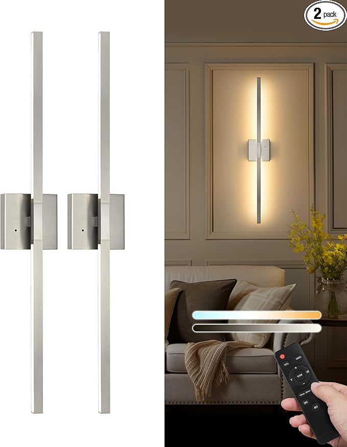 Rayogale Rechargeable Battery Operated Wall Sconce Set of Two, 24 Inch by Rayogale