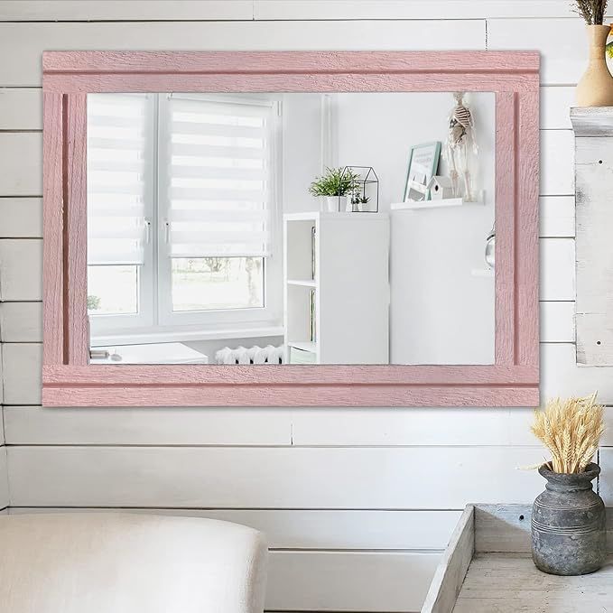AAZZKANG Rectangle Mirror with Wood Framed Modern Farmhouse Hanging Wall - Image 5