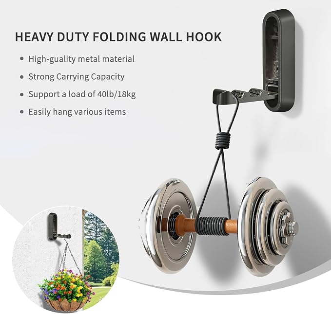 4PCS Foldable Wall Hooks, Flip Down Design - Image 4