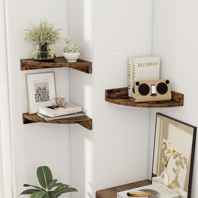 Corner Shelves 3-Pack for Bathroom & Kitchen, Space-Saving Floating Corner Wall - Image 6