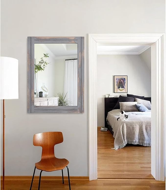 AAZZKANG Wood Framed Mirror Rectangular Rustic Wall Mirrors Decorative Large - Image 7