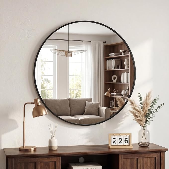 DUMOS 24 Inch Round Wall Mirror, Bathroom Mirror by DumosLifestyle