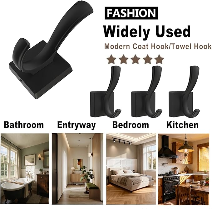 TOFIIGREM Black Towel Hooks Coat Hook, Towels Robe Holder - Image 5