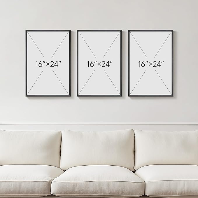 Framed Black and White Abstract Wall Art, 3 Piece Canvas Prints Paintings - Image 3