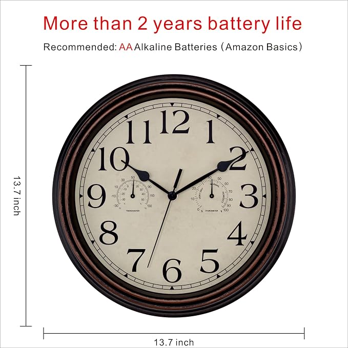 Foxtop Indoor Outdoor Waterproof Wall Clock - Image 2