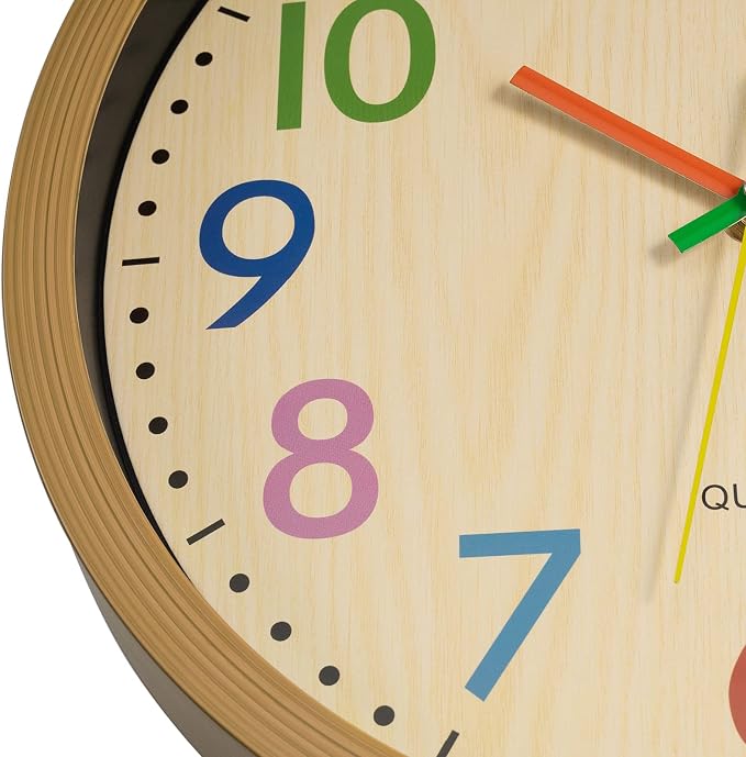 Foxtop Silent Kids Wall Clock 12 Inch Non-Ticking Battery Operated Colorful - Image 6