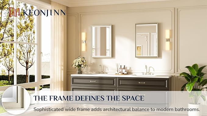 Keonjinn 20" x 30" Brushed Nickel Bathroom Mirrors - Image 7