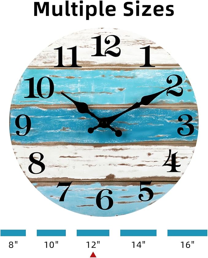 CHYLIN Wall Clock Beach Decor 12 Inch Coastal Nautical Ocean Clocks - Image 5