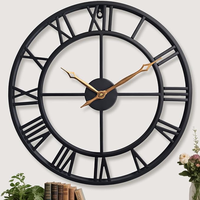 18.5 Inch Modern Decorative Metal Wall Clock by Unknown