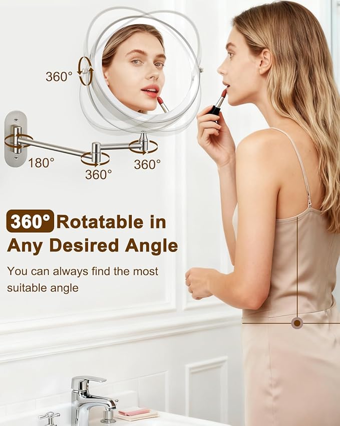 DECLUTTR 9" Wall Mounted Lighted Makeup Mirror, Rechargeable 1X/20X Magnifying - Image 5