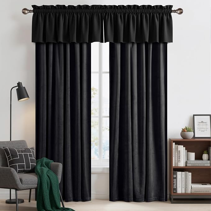 NICETOWN Black Velvet Valance Curtains - Image 4