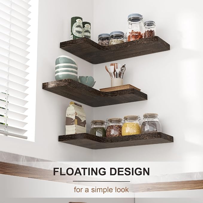 fuqing Floating Corner Shelves, Wall Shelf Set of 3, Shelves - Image 3