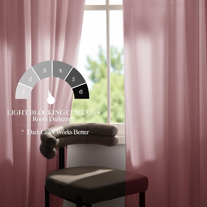 NICETOWN Baby Pink Velvet Curtains 84 inch Long 2 Panels - Image 6