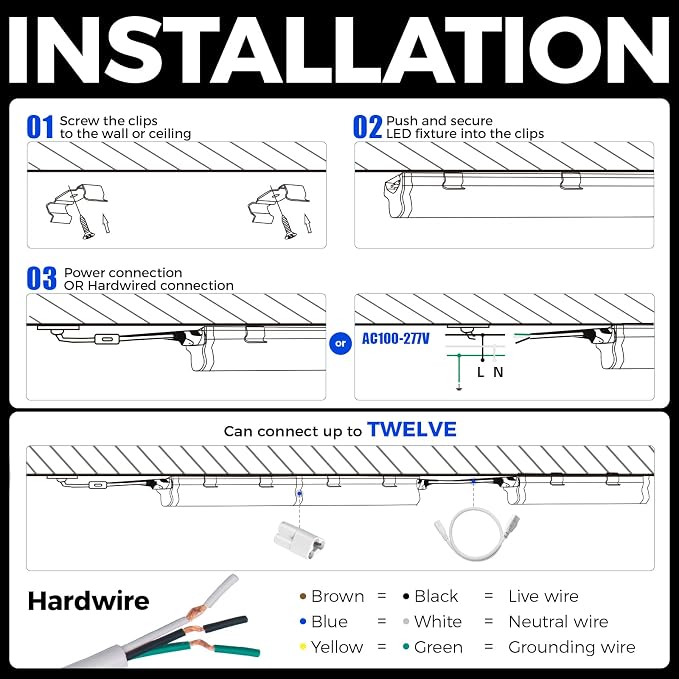 Barrina 6 Pack LED T5 Integrated Single Fixture 1FT, Linkable Under Cabinet - Image 9