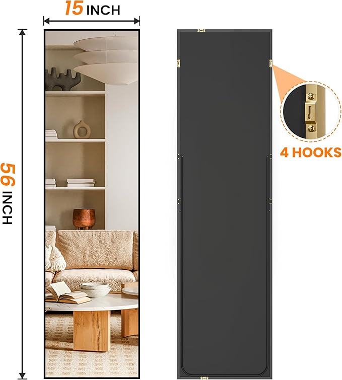 TRAHOME Full Length Floor Mirror 56"x15", Standing Mirror - Image 2
