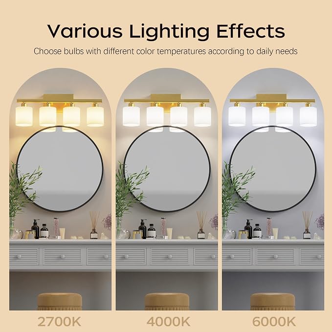 PARTPHONER Bathroom Light Fixtures, Bathroom Lighting Fixtures Over Mirror - Image 5