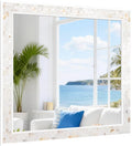 Tanmicoshomy 30 x 30 Inch White Rectangle Wall Mirror, Natural Shell Framed by Tanmicoshomy