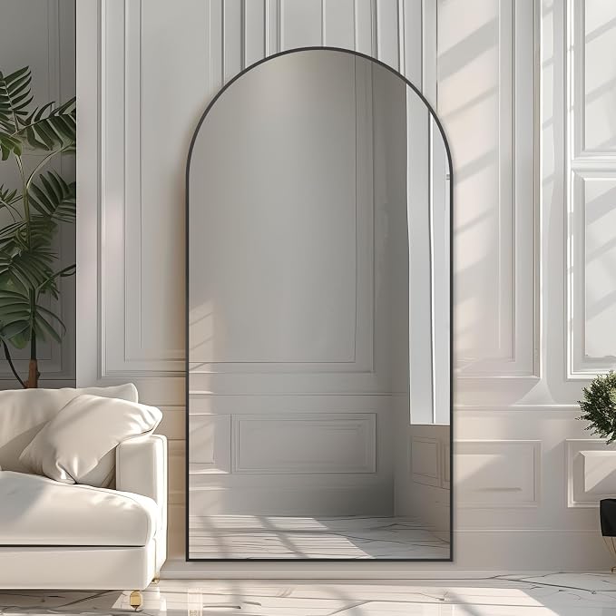 Beauty4U Arched Full Length Mirror 76" x 34", Floor Standing & Wall Mounted HD - Image 6