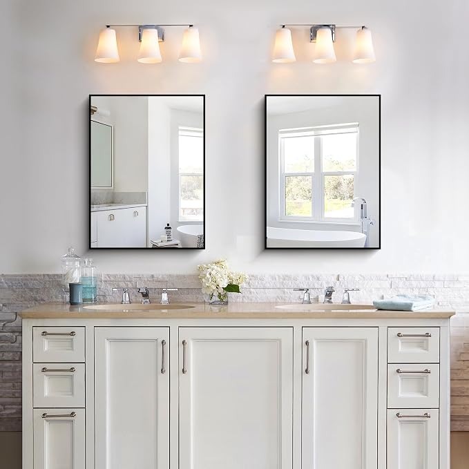 KOCUUY Black Bathroom Mirror, 18x24 Inch Rectangle Mirror - Image 2