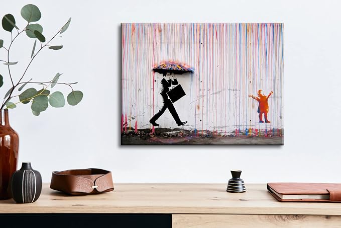 Wieco Art Banksy Raining Day or Colorful Graffiti Street Famous Canvas - Image 5