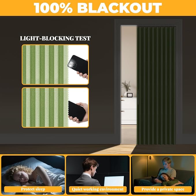 AJAZZ 100% Blackout Magnetic Door Curtain Accordion Doors Interior Folding - Image 4