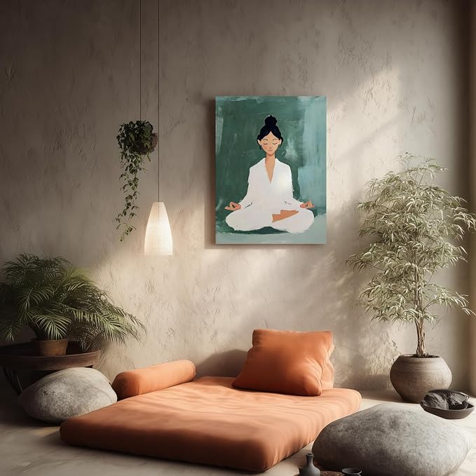GELDSTEI Framed Zen Wall Art, Tranquil Meditation Wall Decor, Yoga Girl Canvas - Image 2
