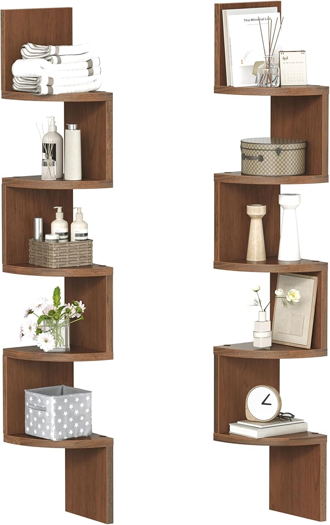 HOOBRO Corner Shelf Wall-Mounted, 5-Tier Corner Bookshelves by HOOBRO