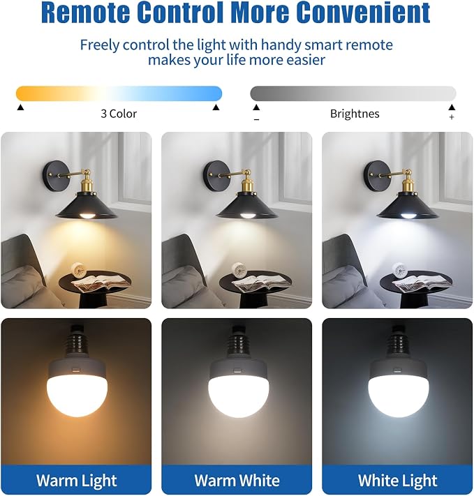 Bailoch Black & Gold Vintage Rechargeable Battery Operated Wall Sconces - Image 4