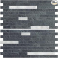 AULIGET 20 Sheets Black Slate Peel and Stick Backsplash, PVC Mixed Metal Silver by AULIGET