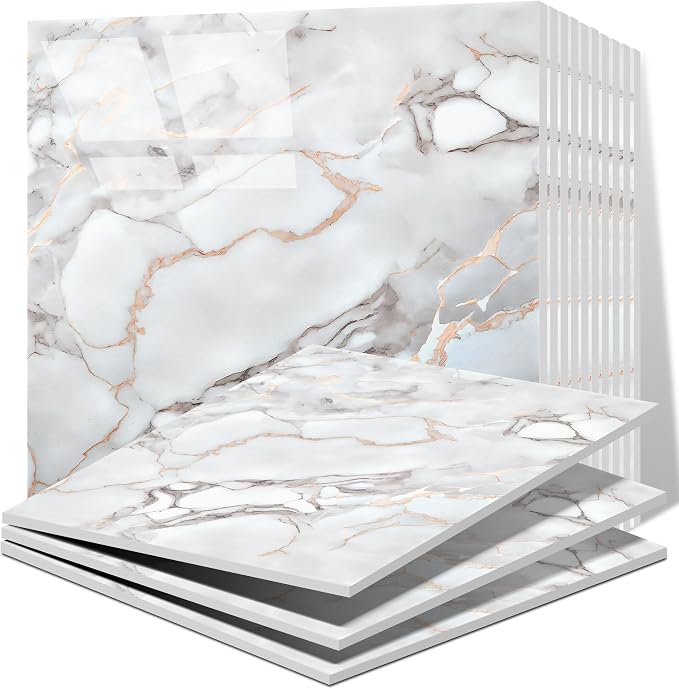 Vieshful 20pcs Peel and Stick Backsplash Tile，12"x12" Self Adhesive Marble Tile by Vieshful