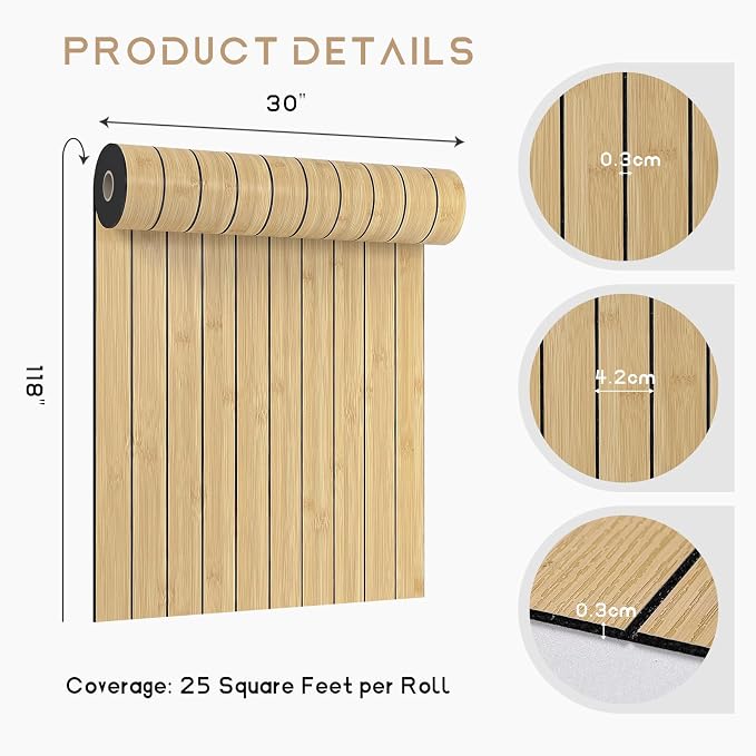 VEELIKE Natural Bamboo Slat Wall Panels Peel and Stick Wood Panels - Image 9