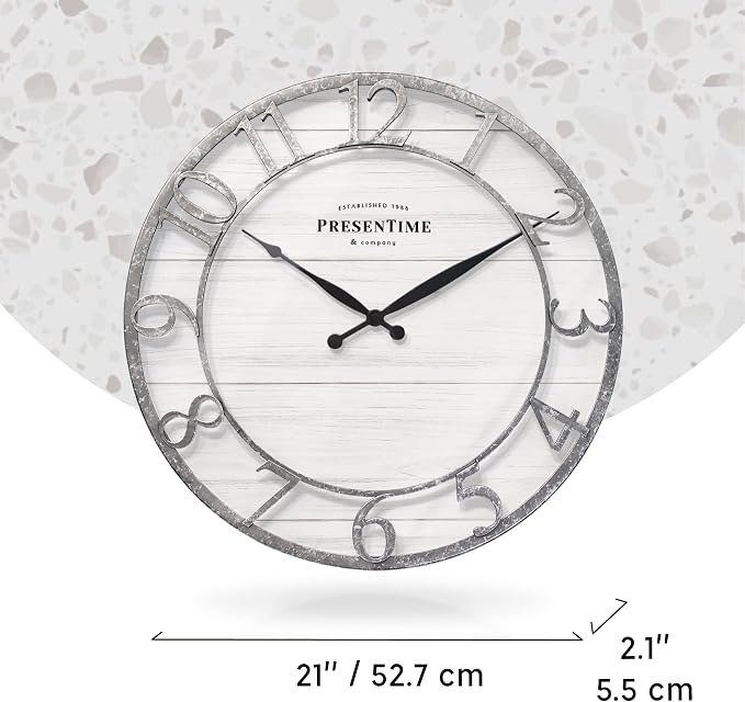 Presentime & Co 21" Farmhouse Series Wall Clock, Shiplap Style, Raised 3D - Image 7