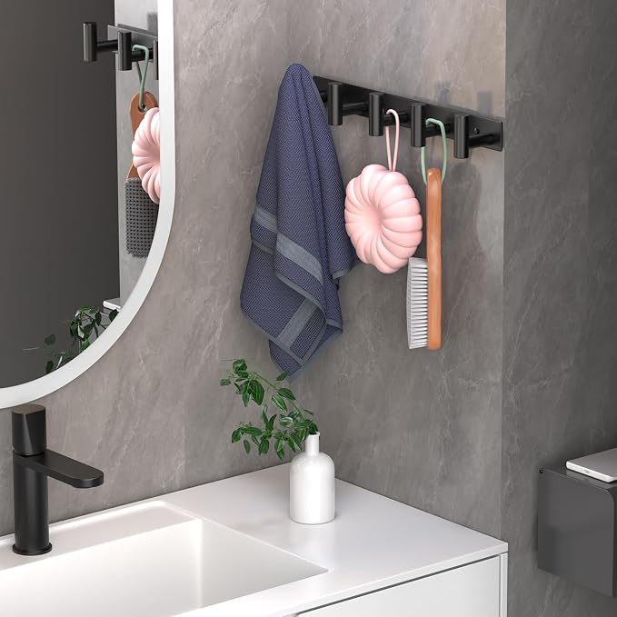 Wall Mounted Coat Rack-5 Hooks, Heavy Duty Stainless Steel Hook Rail - Image 4
