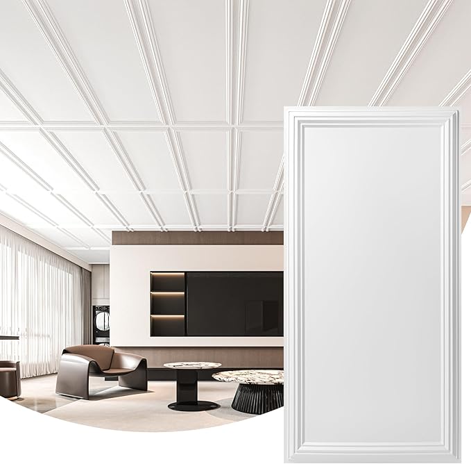 Art3d Drop Ceiling Tiles 48x24, Decorative PVC Ceiling Panels, Waterproof by Art3d