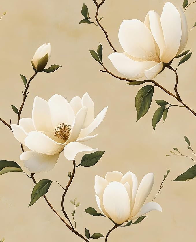 Floral Peel and Stick Wallpaper Vintage Khaki Contact Paper 17.5''x393'' Vinyl by Laatse