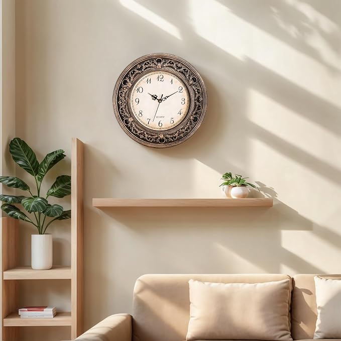 Pumtus Plastic Silent Wall Clock, 13 Inch Vintage Battery Operated Wall Clocks - Image 6