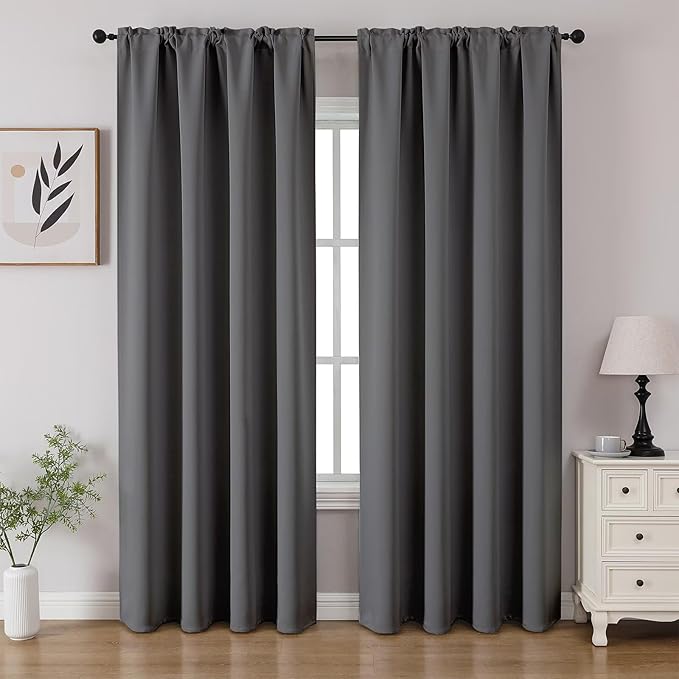 CUCRAF Light Grey Blackout Curtains 108 inch Length 2 Panels Set, Rod Pocket by CUCRAF