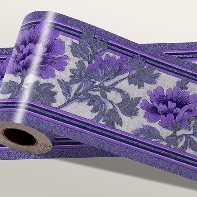 Purple Floral Wallpaper Border 196x4 Inch Peel and Stick Wall Border Self by IOHEFY