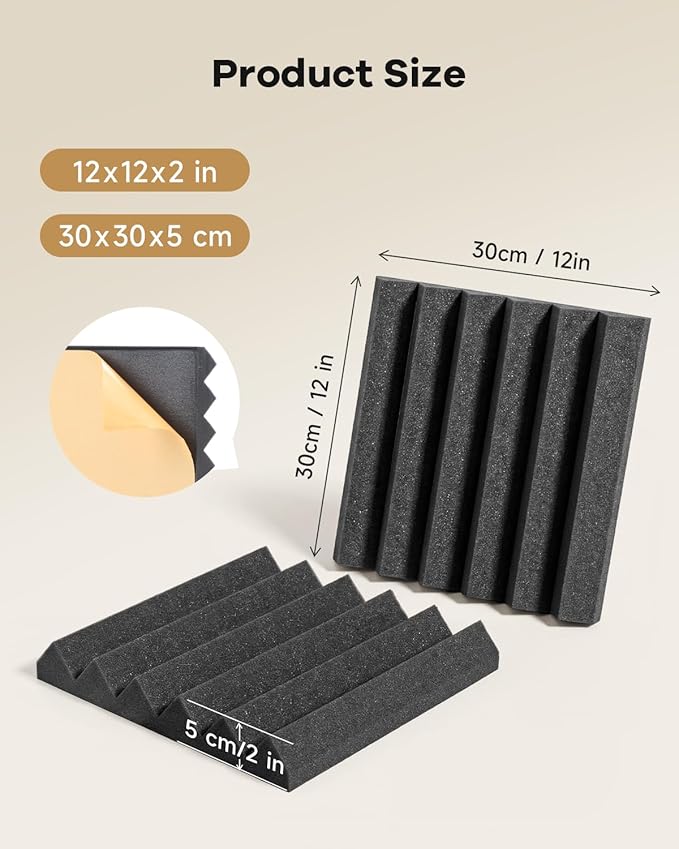 SD SODOCT 36 Pack Wedge Acoustic Foam Panels, Self-Adhesive Sound Proof Foam - Image 4